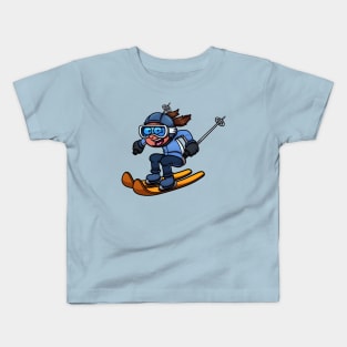 Skiing Girl Kids T-Shirt